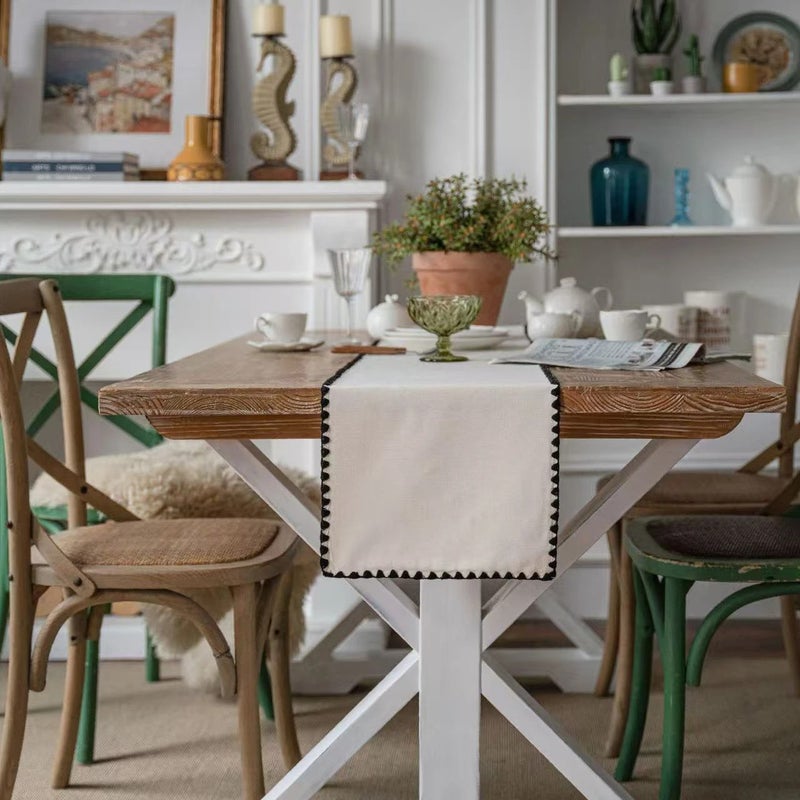 Bluejw Hotselling Cotton and Linen Fabric Embroidered Heat Insulation Tablerunner for Home and Hotel - Image 4